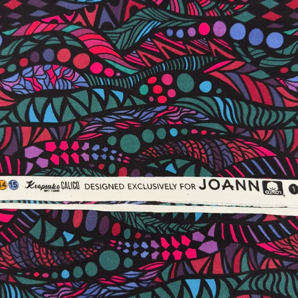 Multicolor Zentangle Print by Keepsake Calico Fabric | 1/2 Yard | Abstract